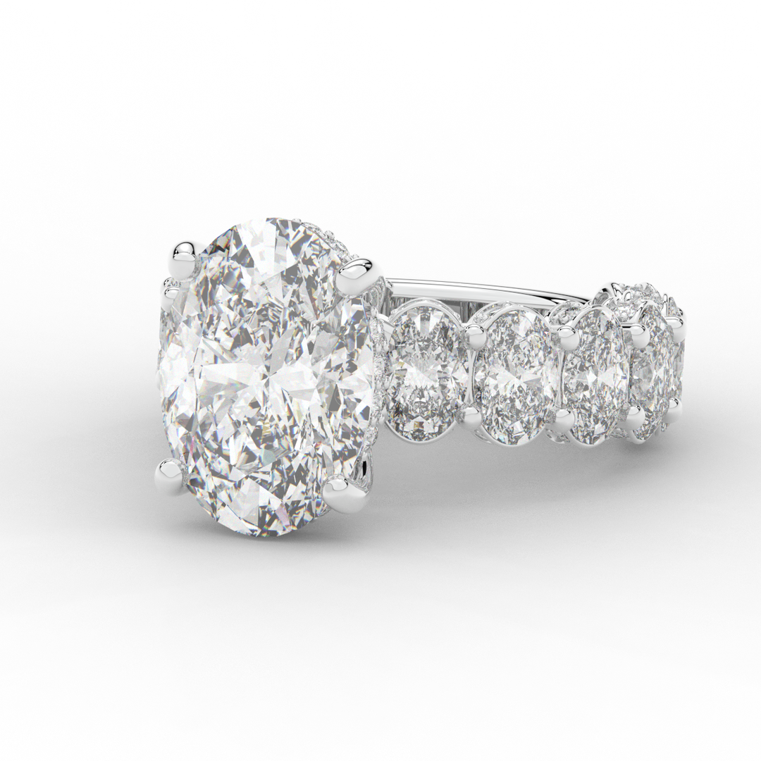 10.90CT.TW OVAL LAB DIAMOND SOLITAIRE ENGAGEMENT RING - Nazarelle