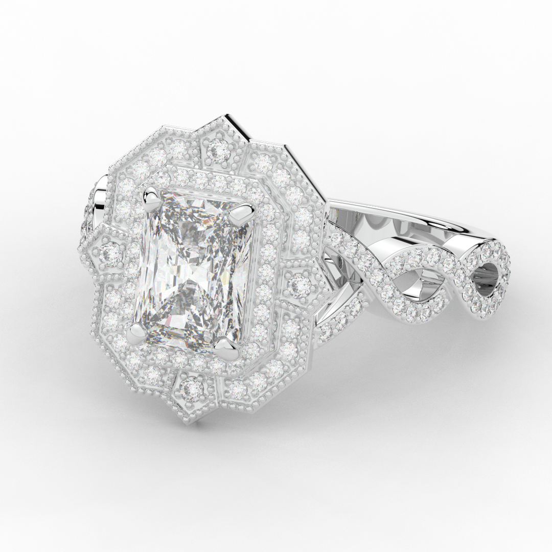 1.90CT.TW RADIANT LAB DIAMOND HALO ENGAGEMENT RING - Nazarelle