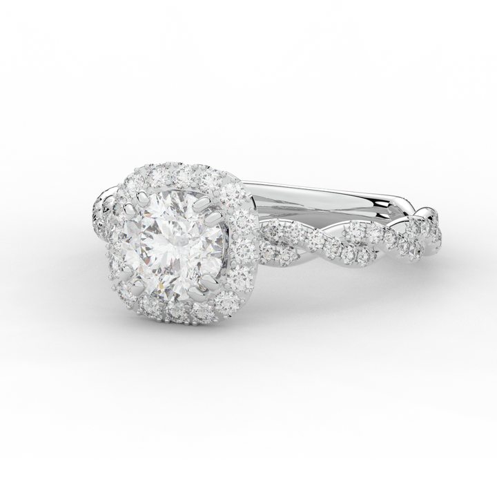 1.55CT.TW ROUND LAB DIAMOND HALO TWIST ENGAGEMENT RING - Nazarelle
