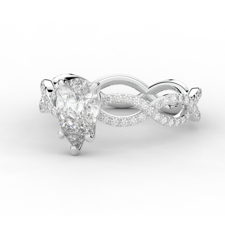 1.30CT.TW PEAR LAB DIAMOND TWIST BAND ENGAGEMENT RING - Nazarelle
