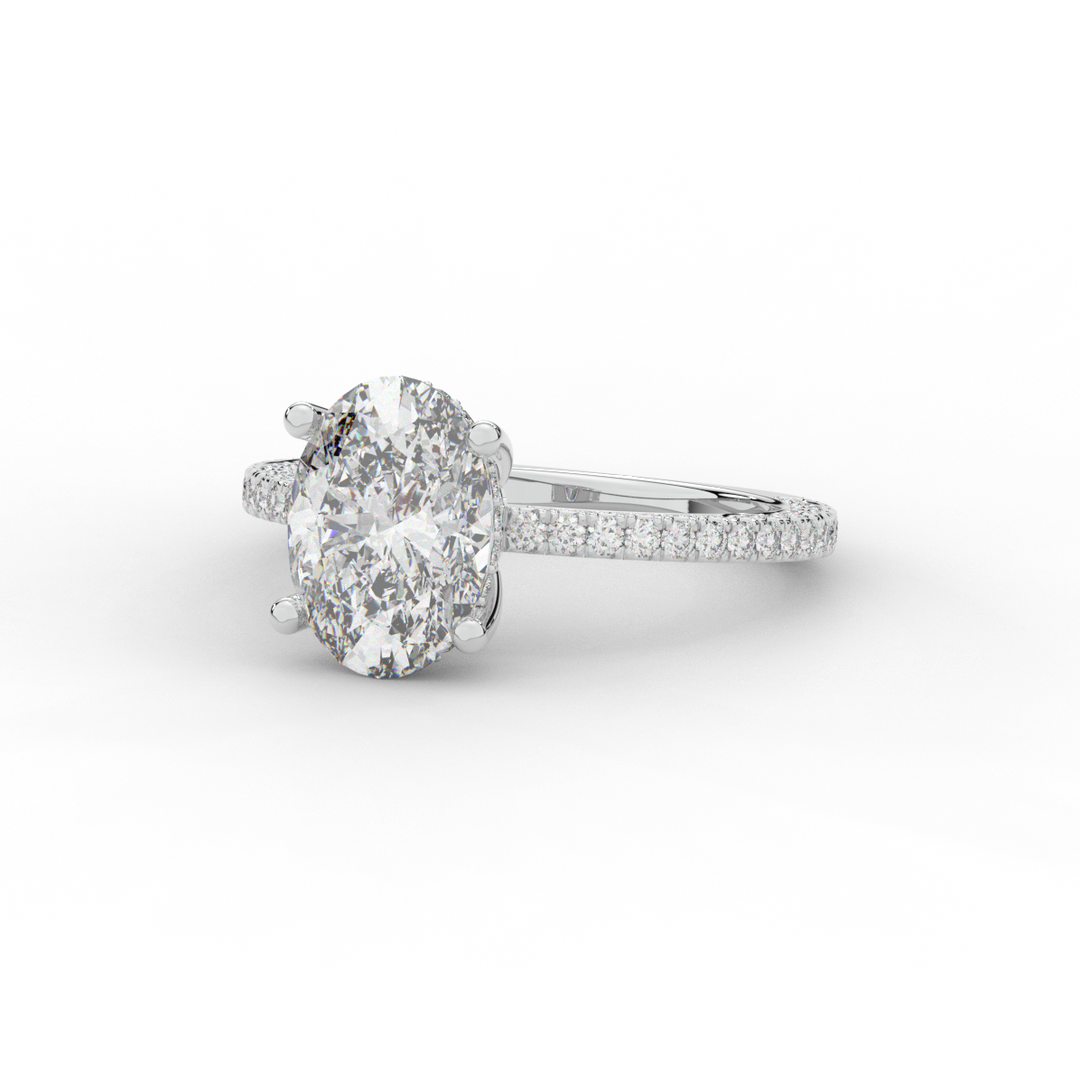 3.15CT.TW OVAL LAB DIAMOND SOLITAIRE ENGAGEMENT RING - Nazarelle
