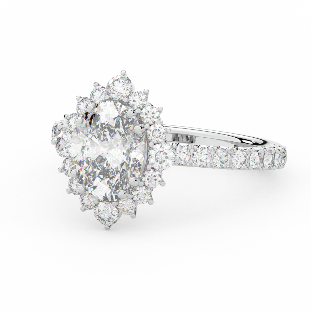 2.80CT.TW OVAL LAB DIAMOND HALO ENGAGEMENT RING - Nazarelle