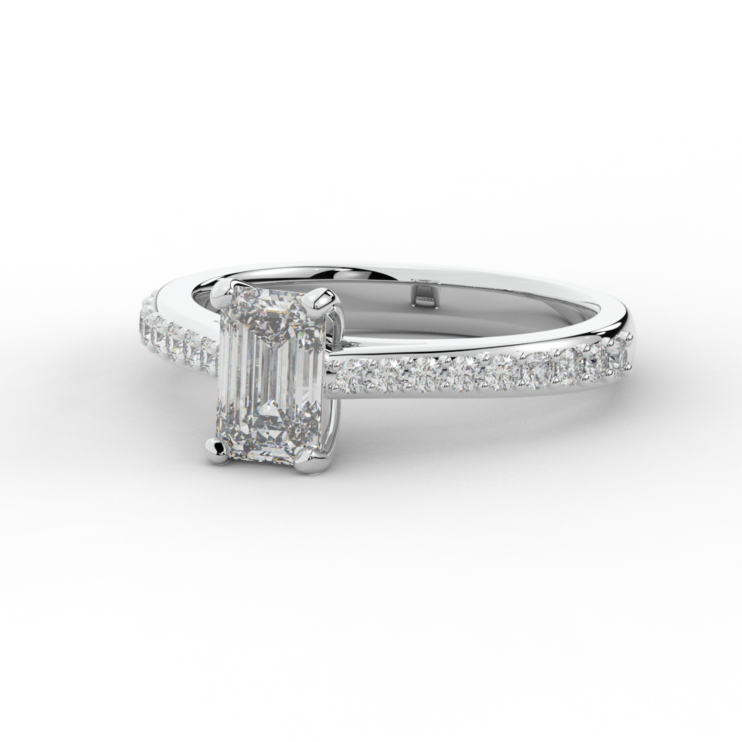 1.25CT.TW EMERALD CUT LAB DIAMOND SOLITAIRE ENGAGEMENT RING - Nazarelle