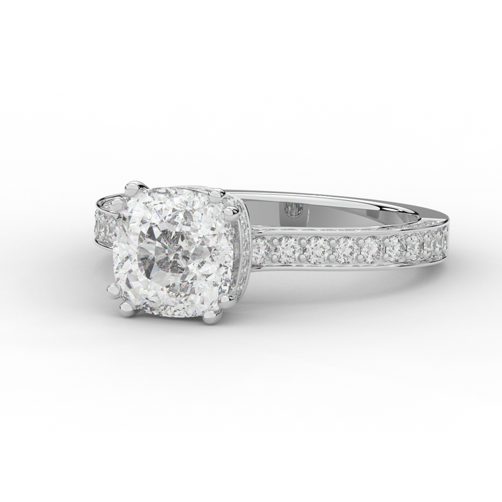 2.60CT.TW CUSHION LAB DIAMOND SOLITAIRE ENGAGEMENT RING - Nazarelle