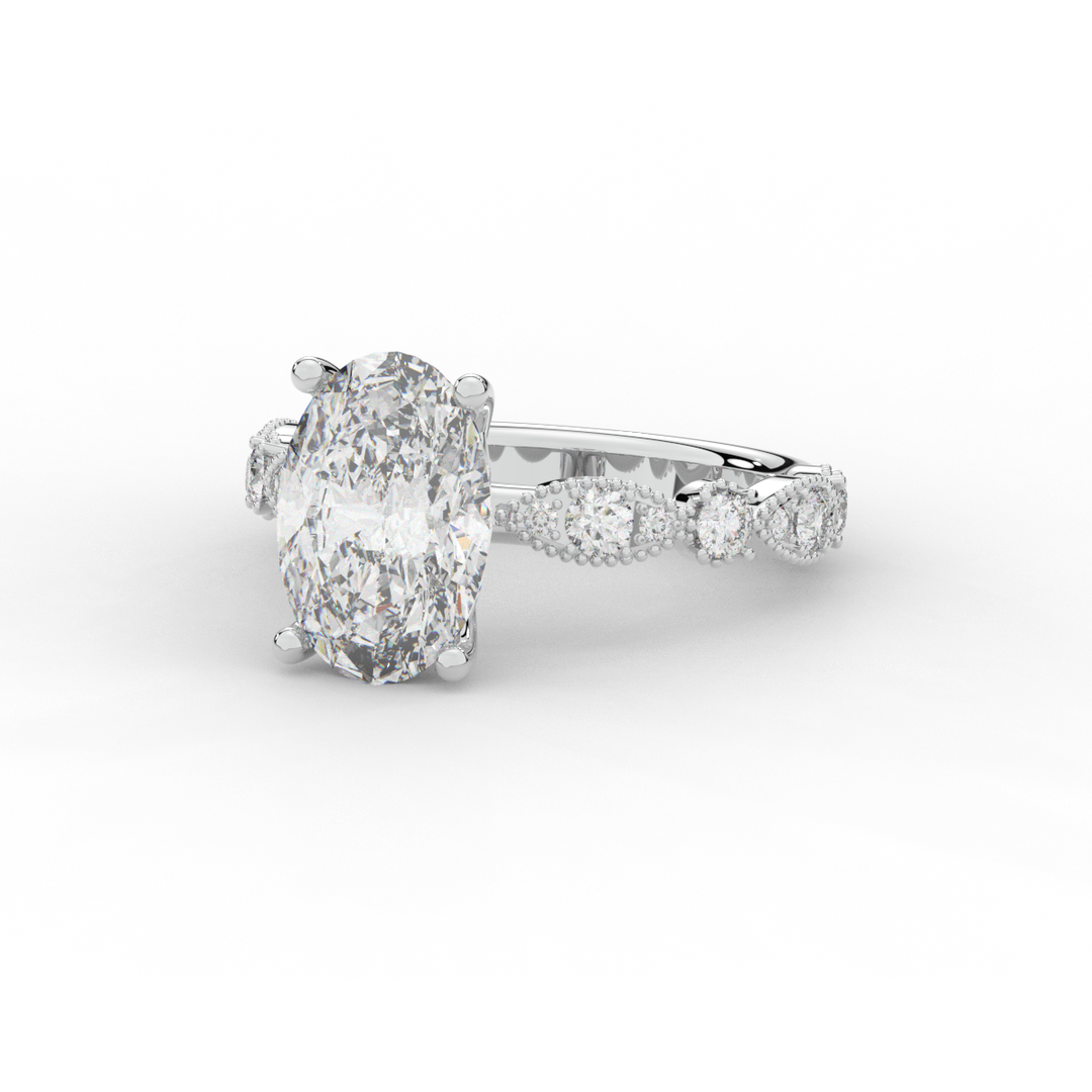 3.50CT.TW OVAL LAB DIAMOND SOLITAIRE ENGAGEMENT RING - Nazarelle