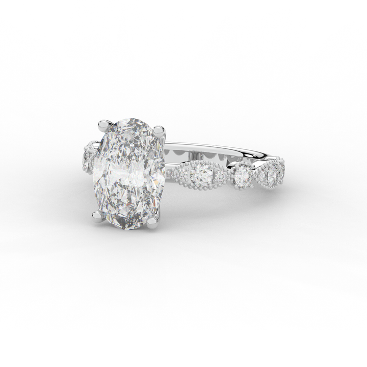 3.50CT.TW OVAL LAB DIAMOND SOLITAIRE ENGAGEMENT RING - Nazarelle