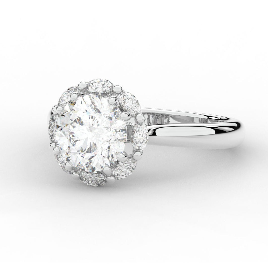 2.40CT.TW ROUND LAB DIAMOND HALO ENGAGEMENT RING - Nazarelle