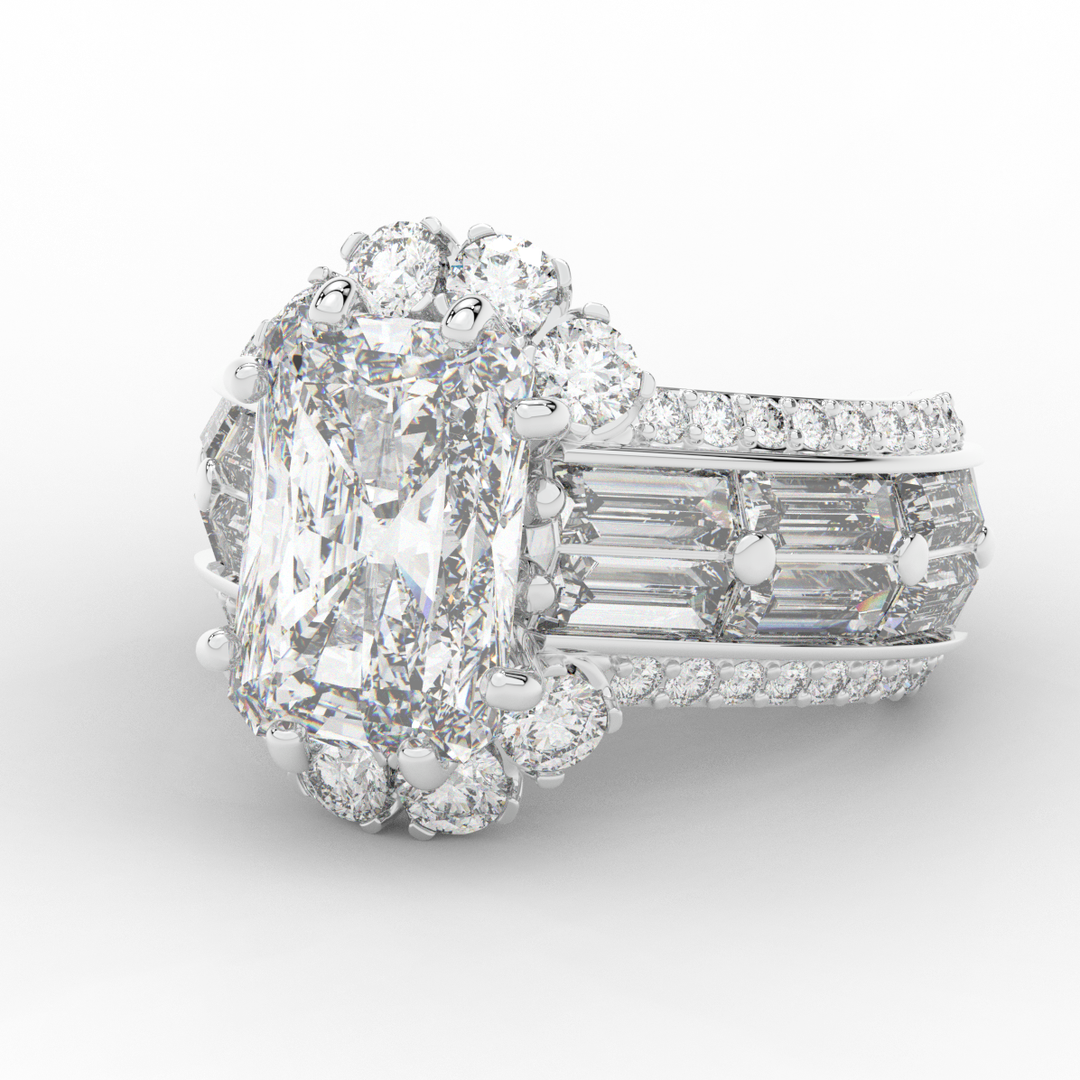 8.25CT.TW RADIANT LAB DIAMOND HALO ENGAGEMENT RING - Nazarelle