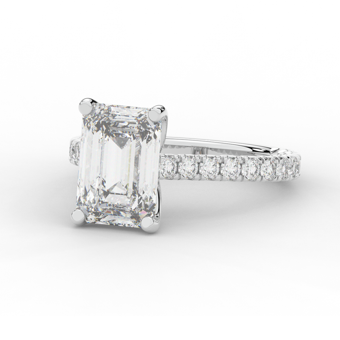 4.25CT.TW EMERALD CUT LAB DIAMOND SOLITAIRE ENGAGEMENT RING - Nazarelle