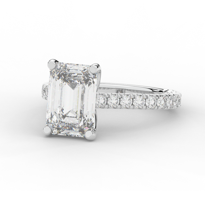 4.25CT.TW EMERALD CUT LAB DIAMOND SOLITAIRE ENGAGEMENT RING - Nazarelle