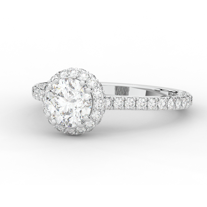 1.90CT.TW ROUND LAB DIAMOND HALO ENGAGEMENT RING - Nazarelle