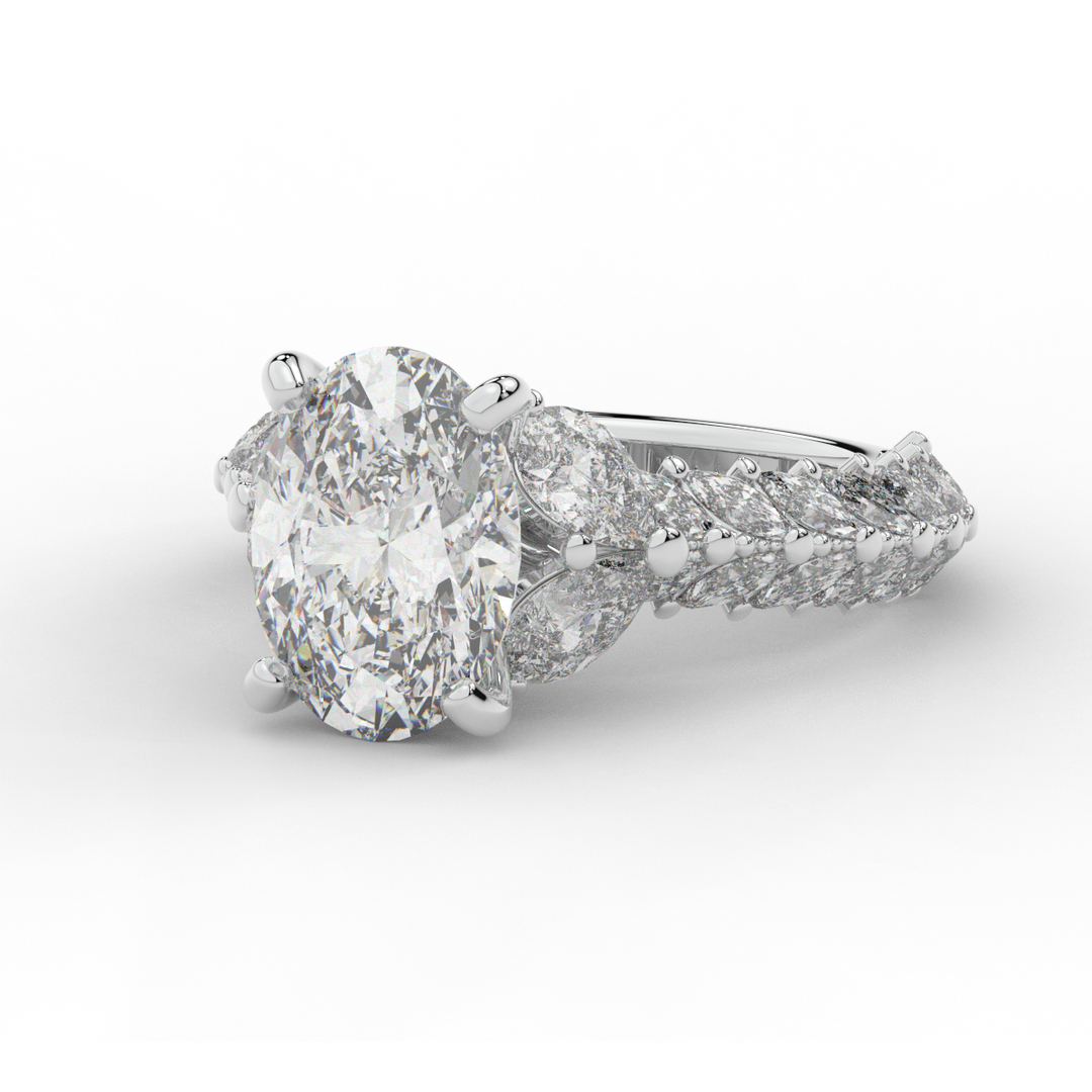 5.25CT.TW OVAL LAB DIAMOND HALO ENGAGEMENT RING - Nazarelle