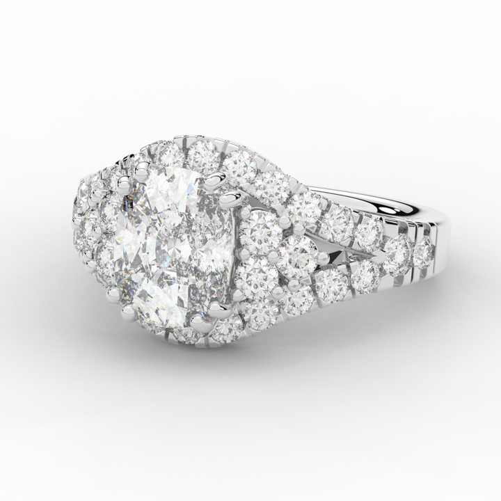 3.10CT.TW CUSHION LAB DIAMOND HALO ENGAGEMENT RING - Nazarelle