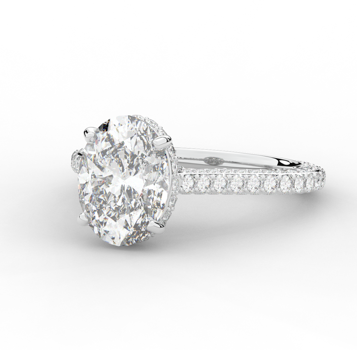 4.00CT.TW OVAL LAB DIAMOND UNDERHALO SOLITAIRE ENGAGEMENT RING - Nazarelle