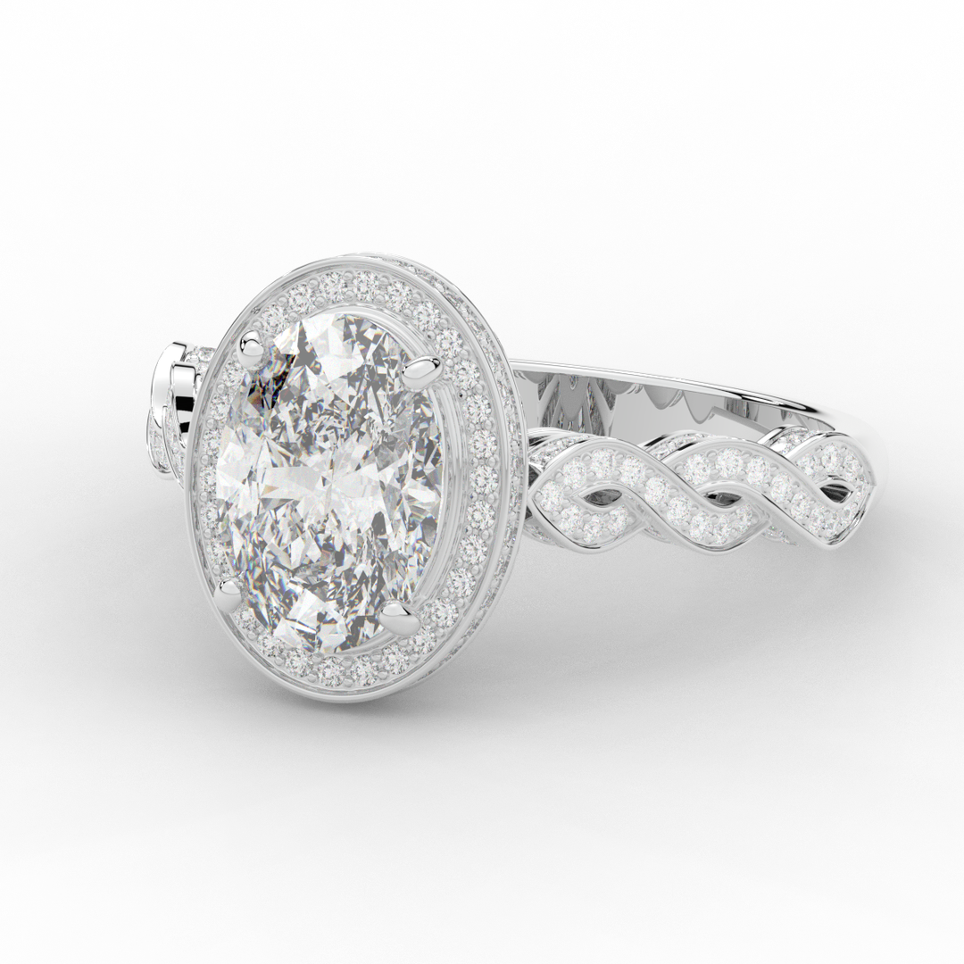 3.10CT.TW OVAL LAB DIAMOND HALO ENGAGEMENT RING - Nazarelle