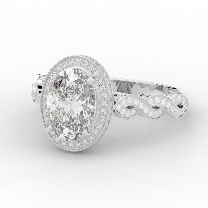 3.10CT.TW OVAL LAB DIAMOND HALO ENGAGEMENT RING - Nazarelle