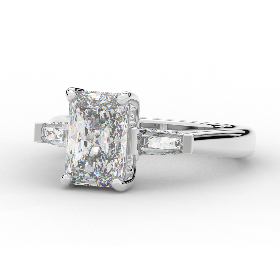3.45CT.TW RADIANT LAB DIAMOND 3 STONE ENGAGEMENT RING - Nazarelle