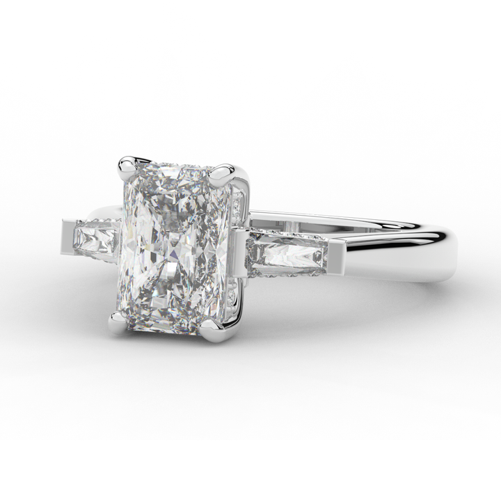 3.45CT.TW RADIANT LAB DIAMOND 3 STONE ENGAGEMENT RING - Nazarelle