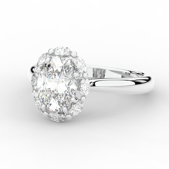 1.90CT.TW OVAL LAB DIAMOND HALO ENGAGEMENT RING - Nazarelle