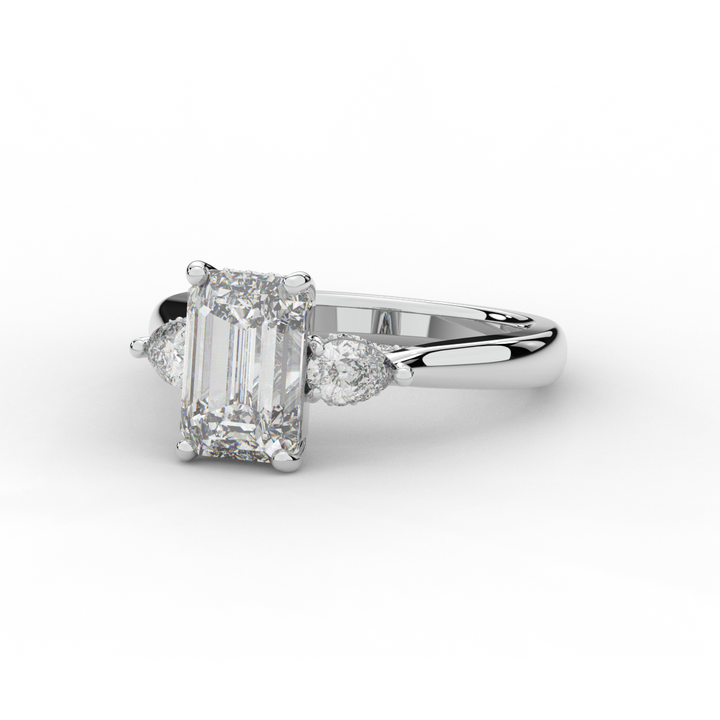 2.40CT.TW EMERALD CUT LAB DIAMOND 3 STONE ENGAGEMENT RING - Nazarelle