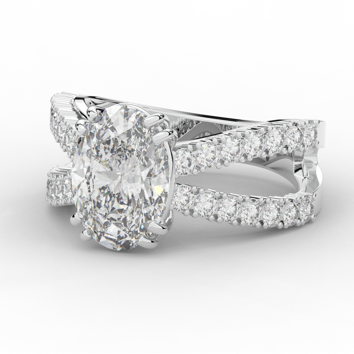 3.75CT.TW OVAL LAB DIAMOND SPLIT BAND ENGAGEMENT RING