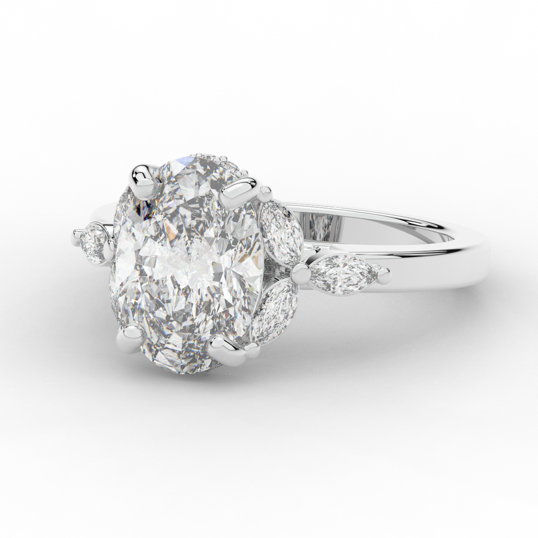 2.85CT.TW OVAL LAB DIAMOND ENGAGEMENT RING - Nazarelle