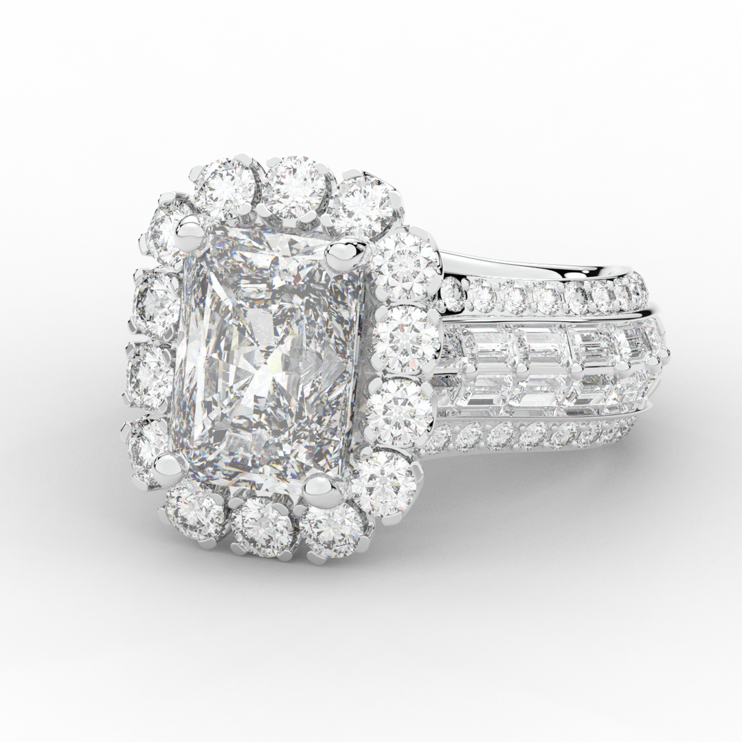 8.00CT.TW RADIANT LAB DIAMOND HALO ENGAGEMENT RING - Nazarelle