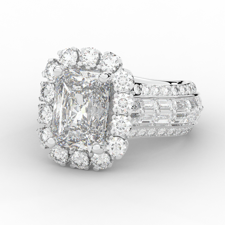 8.00CT.TW RADIANT LAB DIAMOND HALO ENGAGEMENT RING - Nazarelle