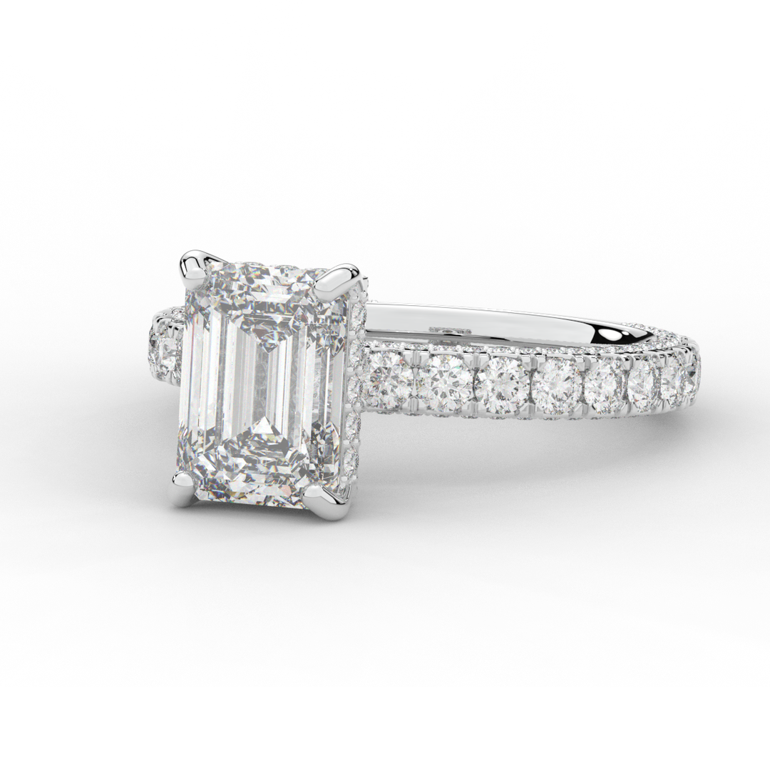3.00CT.TW EMERALD CUT LAB DIAMOND ENGAGEMENT RING - Nazarelle