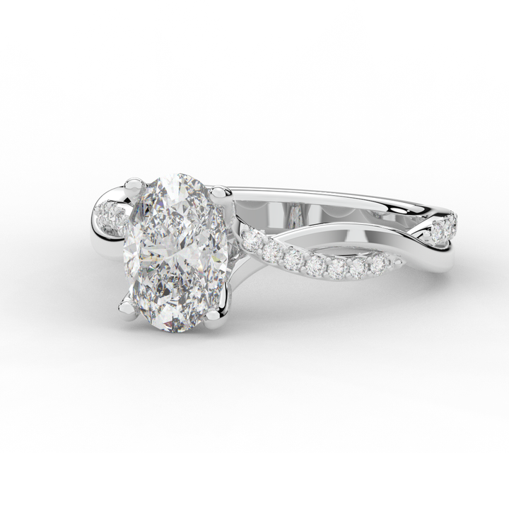 1.70CT.TW OVAL LAB DIAMOND TWIST BAND ENGAGEMENT RING - Nazarelle
