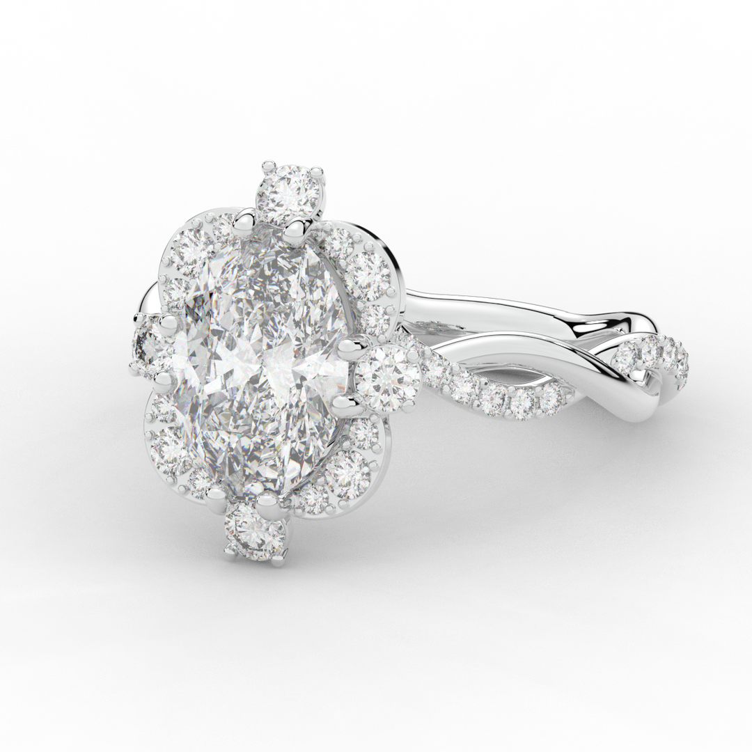 2.70CT.TW OVAL LAB DIAMOND HALO ENGAGEMENT RING - Nazarelle
