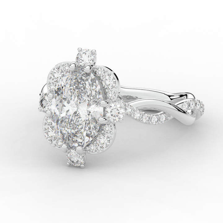 2.70CT.TW OVAL LAB DIAMOND HALO ENGAGEMENT RING - Nazarelle