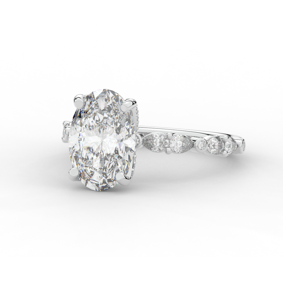 3.60CT.TW OVAL LAB DIAMOND SOLITAIRE ENGAGEMENT RING - Nazarelle