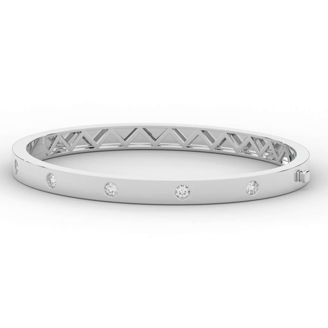 0.50CT.TW ROUND LAB DIAMOND BEZEL SET BANGLE - Nazarelle