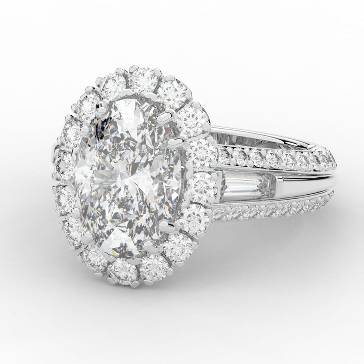 5.75CT.TW OVAL LAB DIAMOND HALO ENGAGEMENT RING - Nazarelle