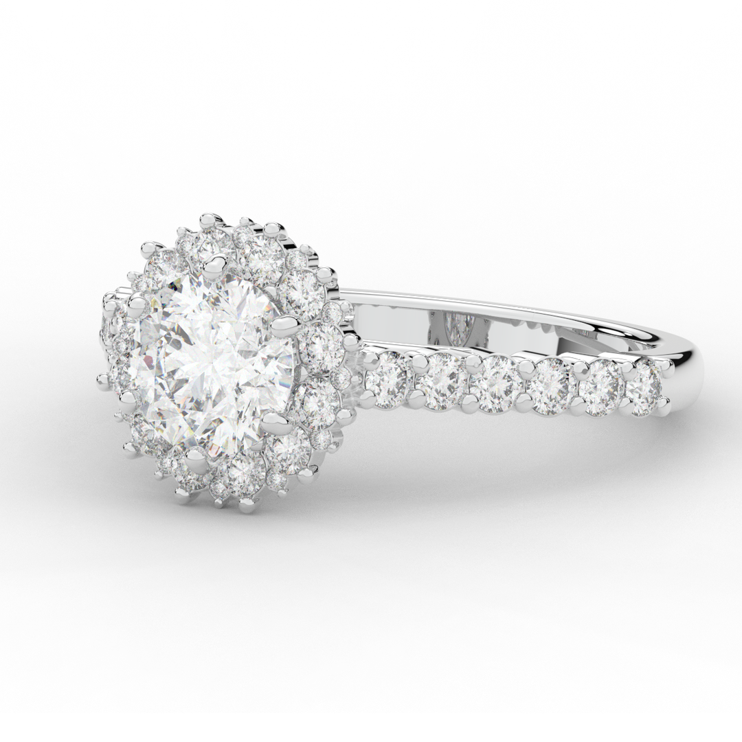 1.60CT.TW ROUND LAB DIAMOND HALO ENGAGEMENT RING - Nazarelle
