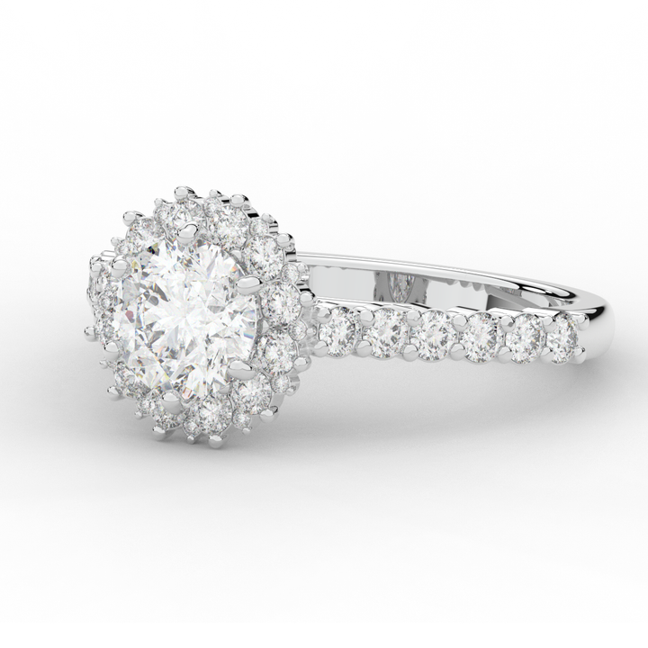 1.60CT.TW ROUND LAB DIAMOND HALO ENGAGEMENT RING - Nazarelle