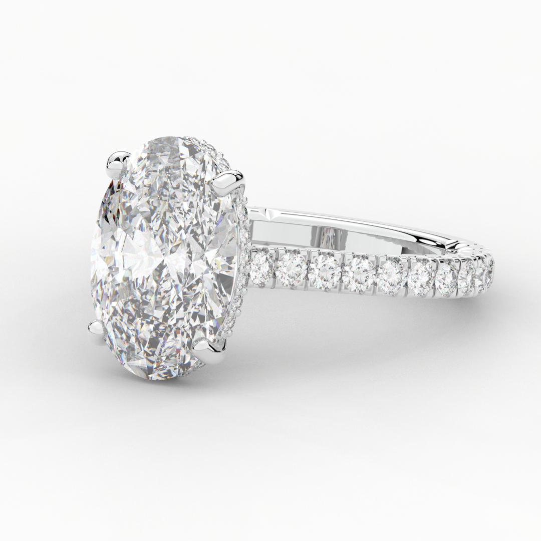 4.70CT.TW OVAL LAB DIAMOND UNDERHALO SOLITAIRE ENGAGEMENT RING - Nazarelle