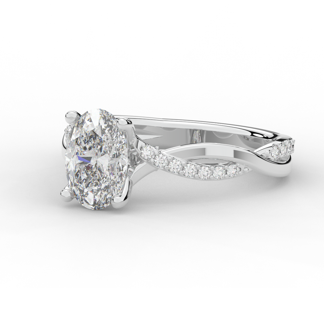 1.70CT.TW OVAL LAB DIAMOND TWIST BAND ENGAGEMENT RING - Nazarelle