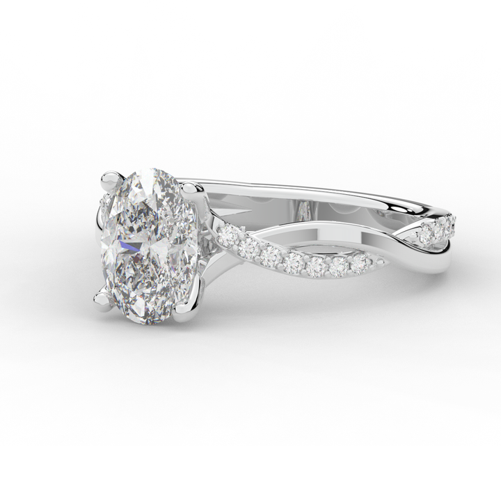 1.70CT.TW OVAL LAB DIAMOND TWIST BAND ENGAGEMENT RING - Nazarelle