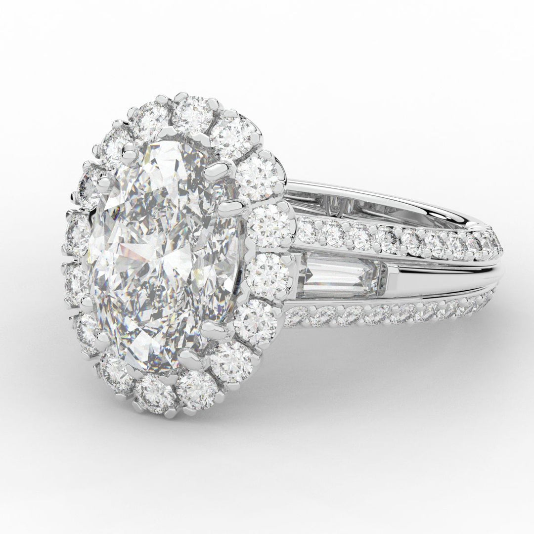 5.75CT.TW OVAL LAB DIAMOND HALO ENGAGEMENT RING - Nazarelle