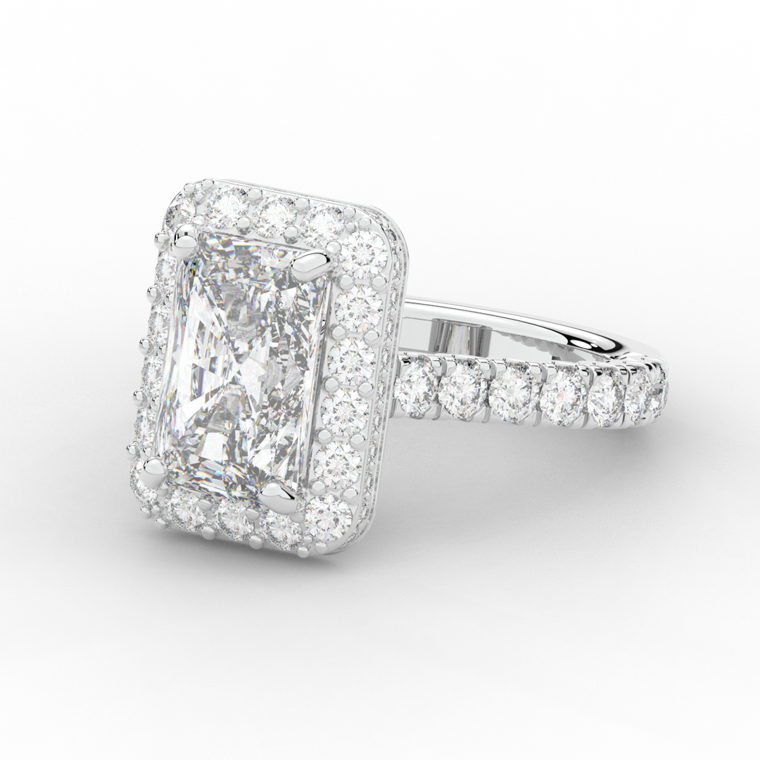 4.50CT.TW RADIANT LAB DIAMOND HALO ENGAGEMENT RING - Nazarelle