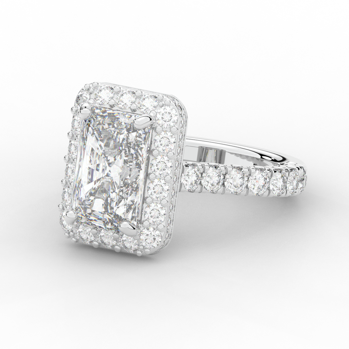 4.50CT.TW RADIANT LAB DIAMOND HALO ENGAGEMENT RING - Nazarelle