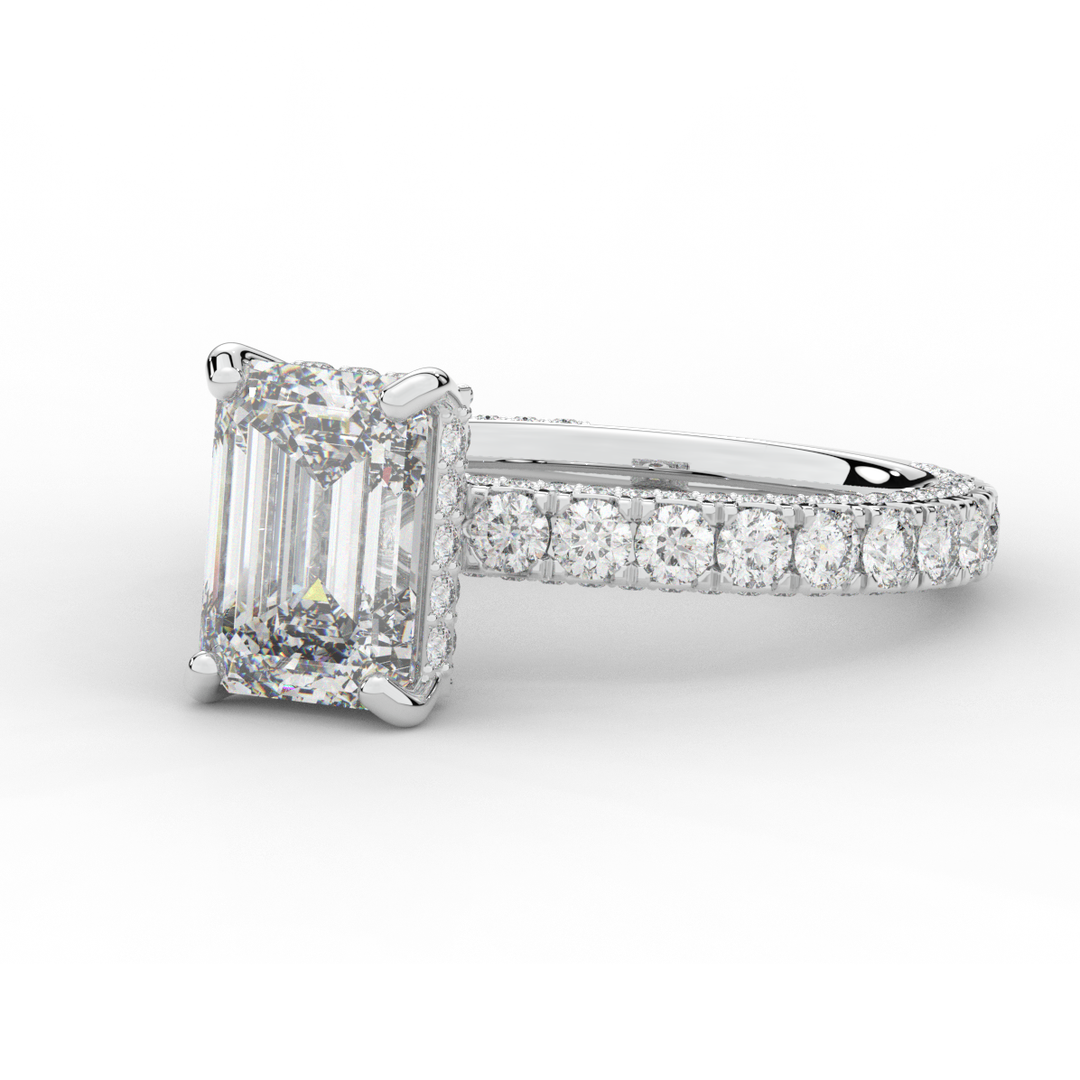 3.00CT.TW EMERALD CUT LAB DIAMOND ENGAGEMENT RING - Nazarelle