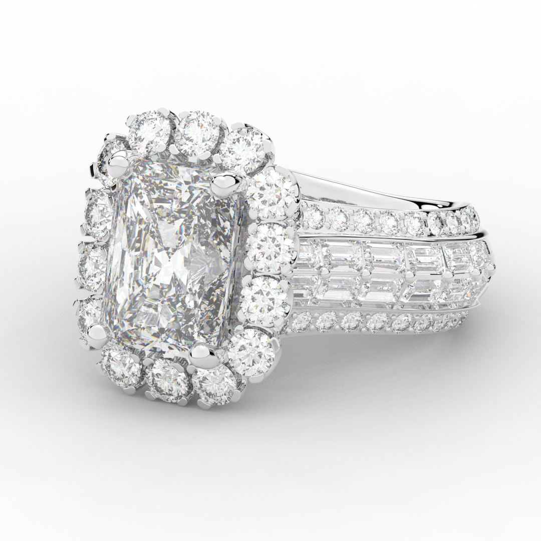 8.00CT.TW RADIANT LAB DIAMOND HALO ENGAGEMENT RING - Nazarelle