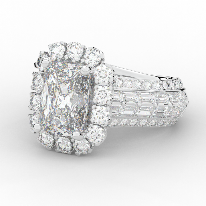 8.00CT.TW RADIANT LAB DIAMOND HALO ENGAGEMENT RING - Nazarelle