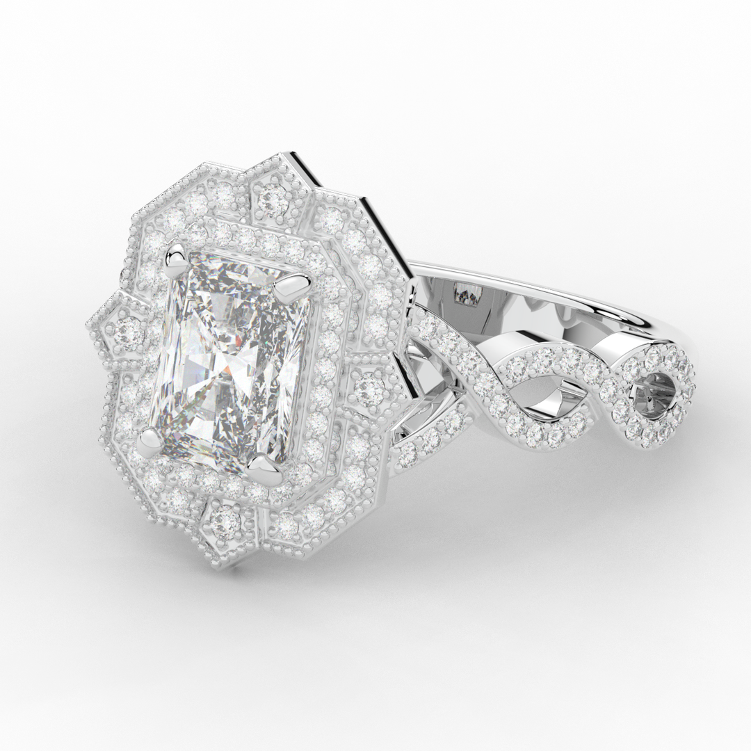 1.90CT.TW RADIANT LAB DIAMOND HALO ENGAGEMENT RING - Nazarelle