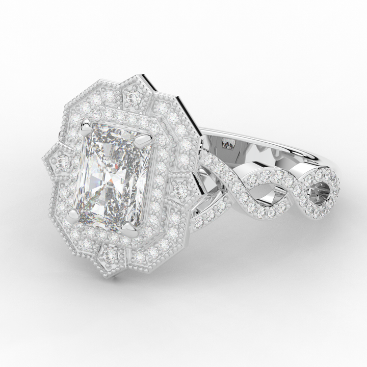 1.90CT.TW RADIANT LAB DIAMOND HALO ENGAGEMENT RING - Nazarelle