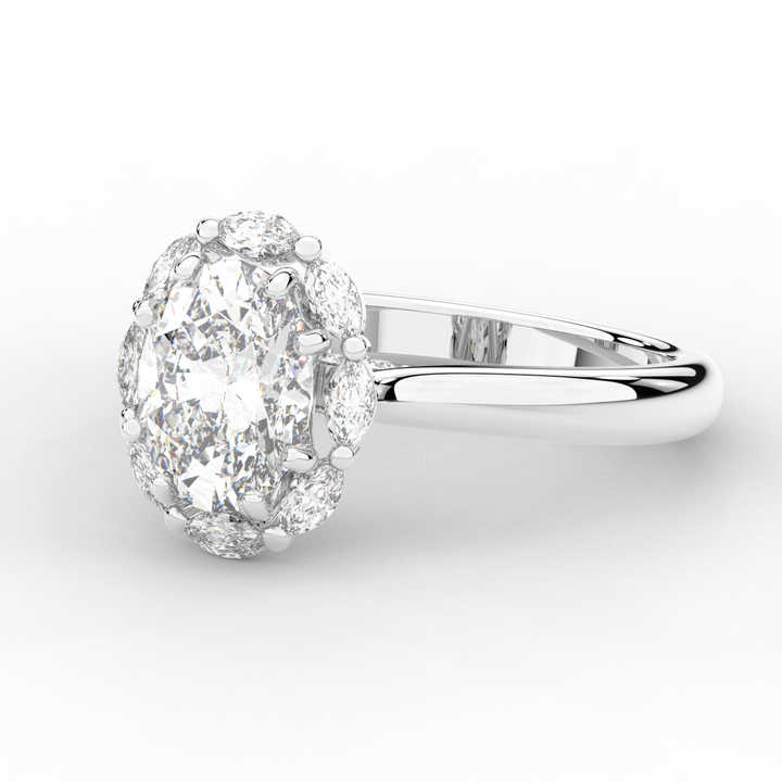 1.90CT.TW OVAL LAB DIAMOND HALO ENGAGEMENT RING - Nazarelle