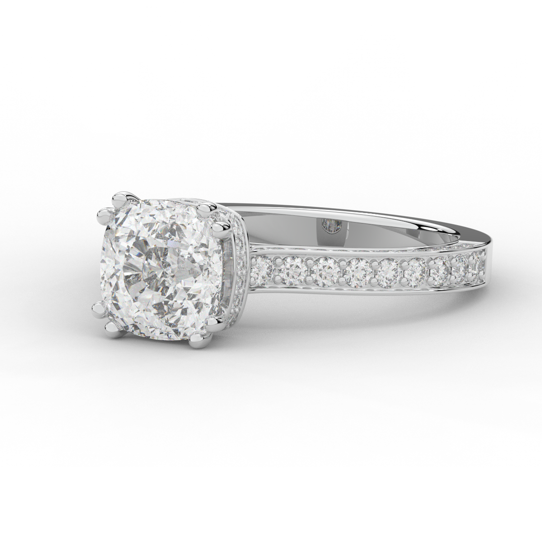 2.60CT.TW CUSHION LAB DIAMOND SOLITAIRE ENGAGEMENT RING - Nazarelle